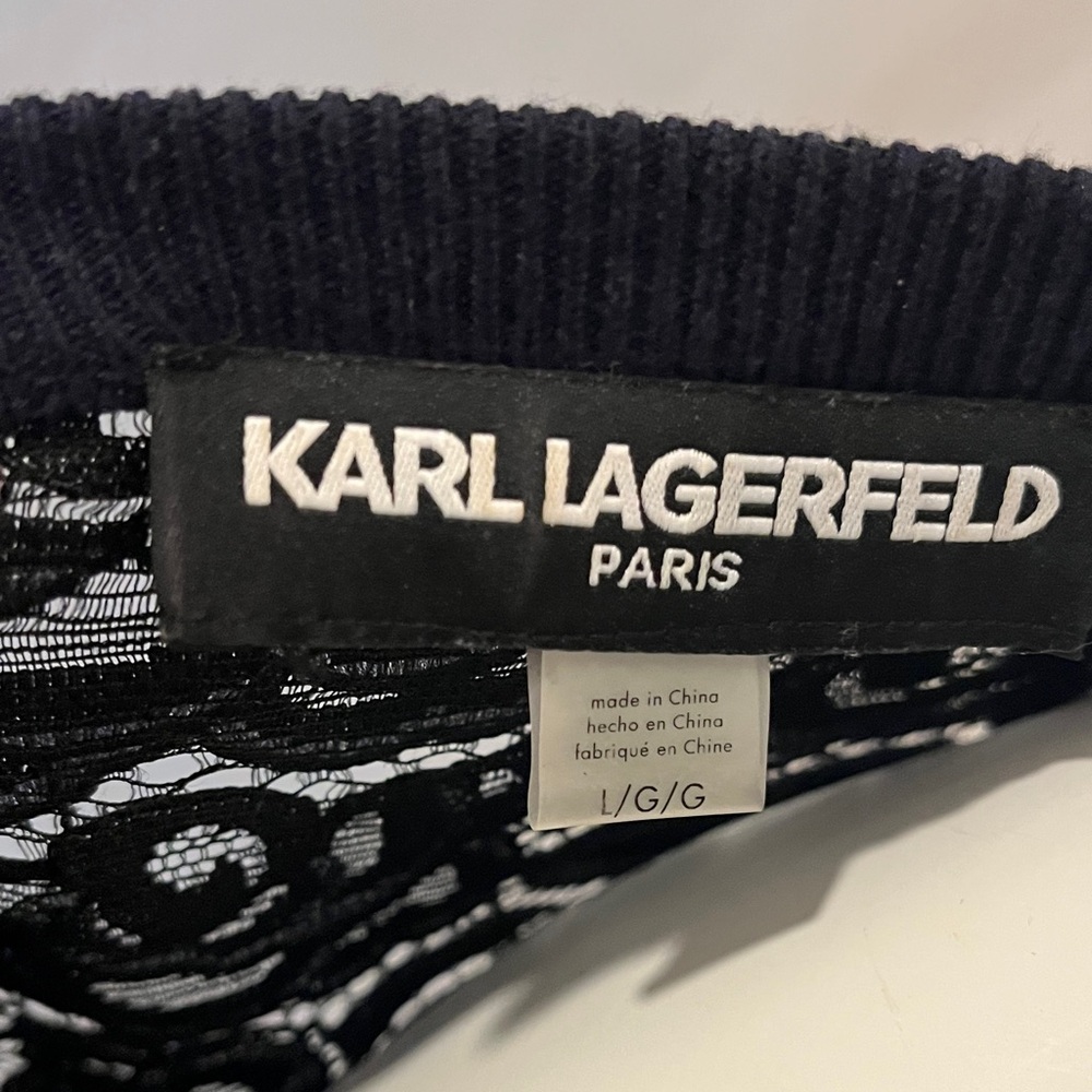 Karl Lagerfeld Black Lace Detail Cardigan - Picture 2 of 12